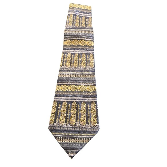 Daniel de Fasson Blue &‎ Gold  Silk Tie - Picture 1 of 7